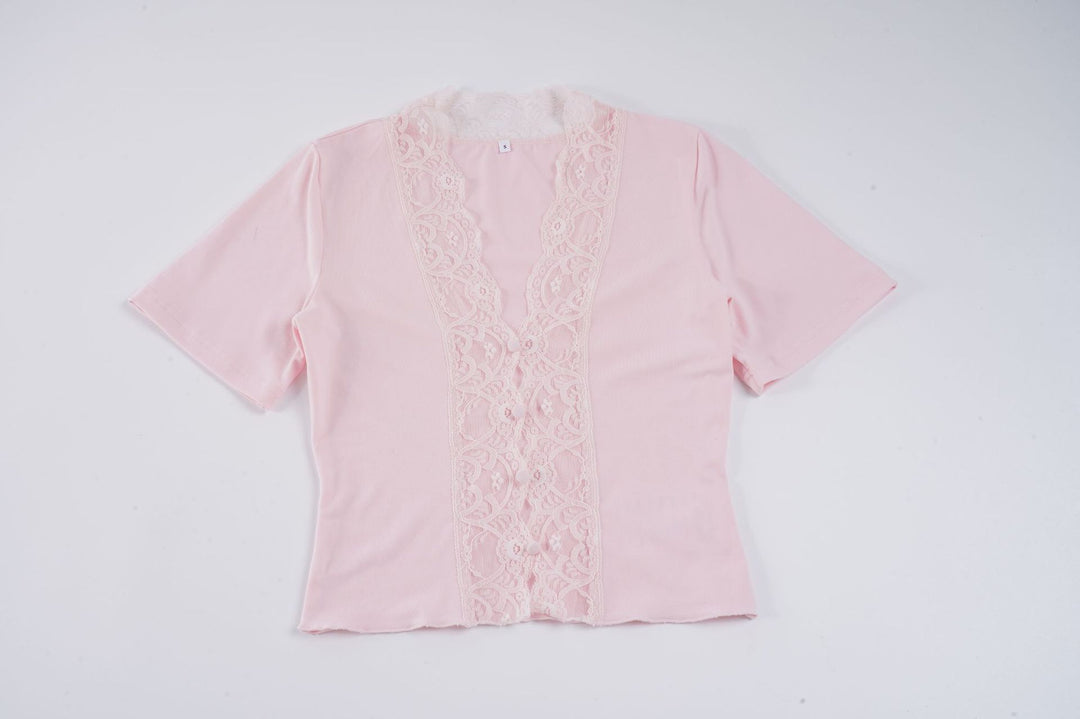 Damen Elegantes Spitzenoberteil mit feinem Schnitt EB