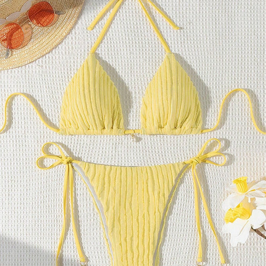Damen Triangle-Bikini mit strukturiertem Design und verstellbaren Trägern EB