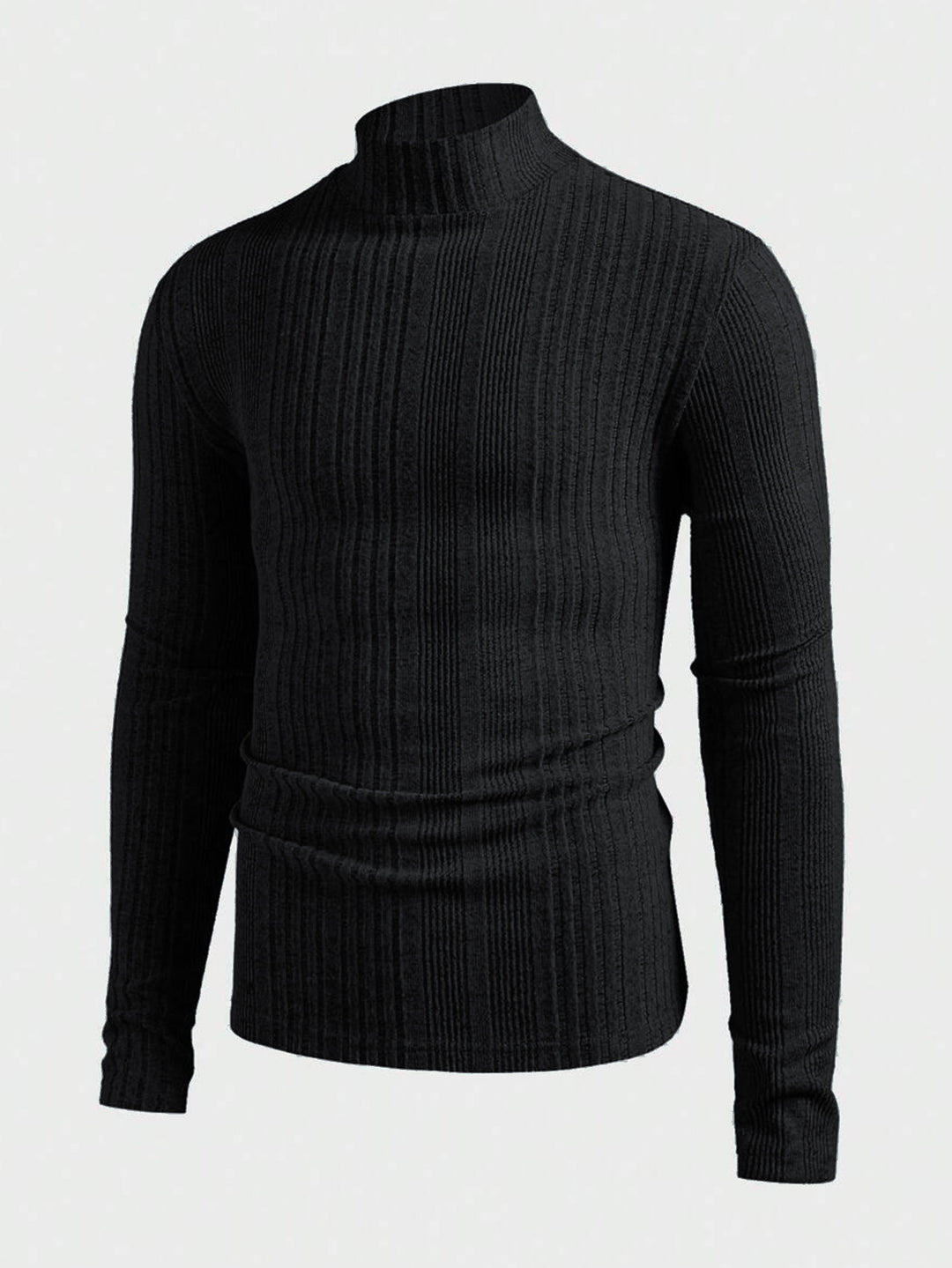 Herren Strickpullover mit hohem Kragen und Rippstruktur EB