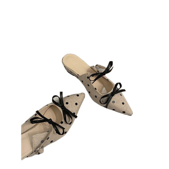 Damen Slingback Ballerinas mit Punkte-Design und schicker Schleifenverzierung EB