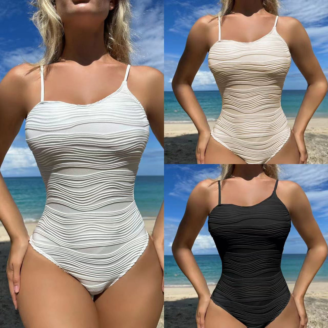 Damen Einteiliges Badeoberteil mit eleganter Wellenstruktur EB