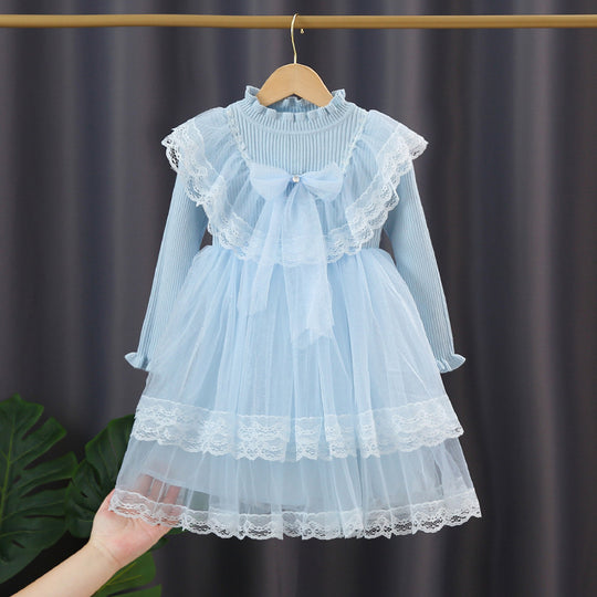 Mädchen Festliches Kleid mit Rüschenkragen und Tüllrock EB