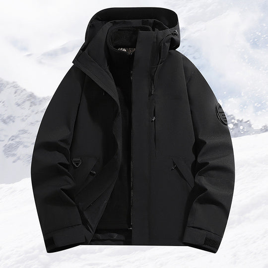 Herren mehrlagige Schneesportjacke mit atmungsaktiver Membran und verstellbarer Kapuze EB