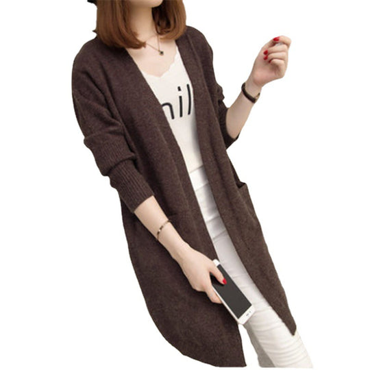 Damen Strickjacke mit offenem Schnitt und praktischen Taschen EB
