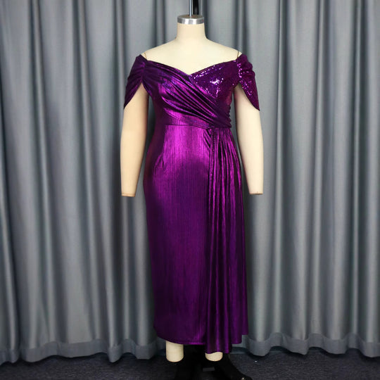 Damen Elegantes Abendkleid mit schimmerndem Wickel-Design und Zierpailletten EB
