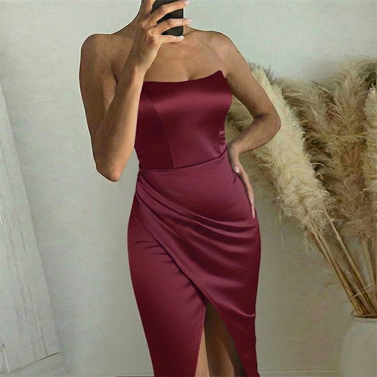 Damen Abendkleid mit schickem Schnitt und luxuriösem Satin EB