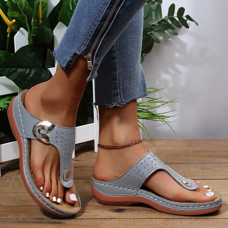 Damen Feine Zehentrenner-Sandalen mit modischem Riemendesign EB