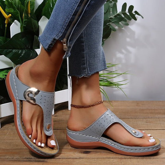 Damen Feine Zehentrenner-Sandalen mit modischem Riemendesign EB