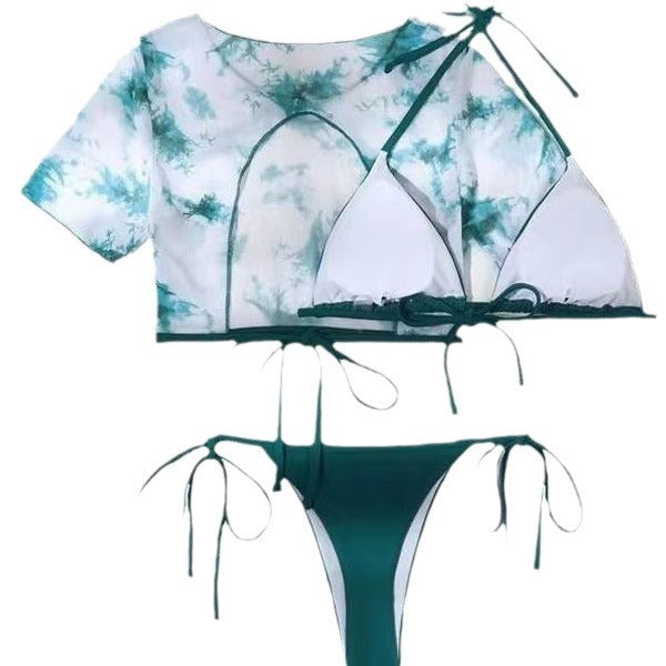 Damen Bikini-Set mit modischem Crop-Top und hochgeschnittenem Slip EB