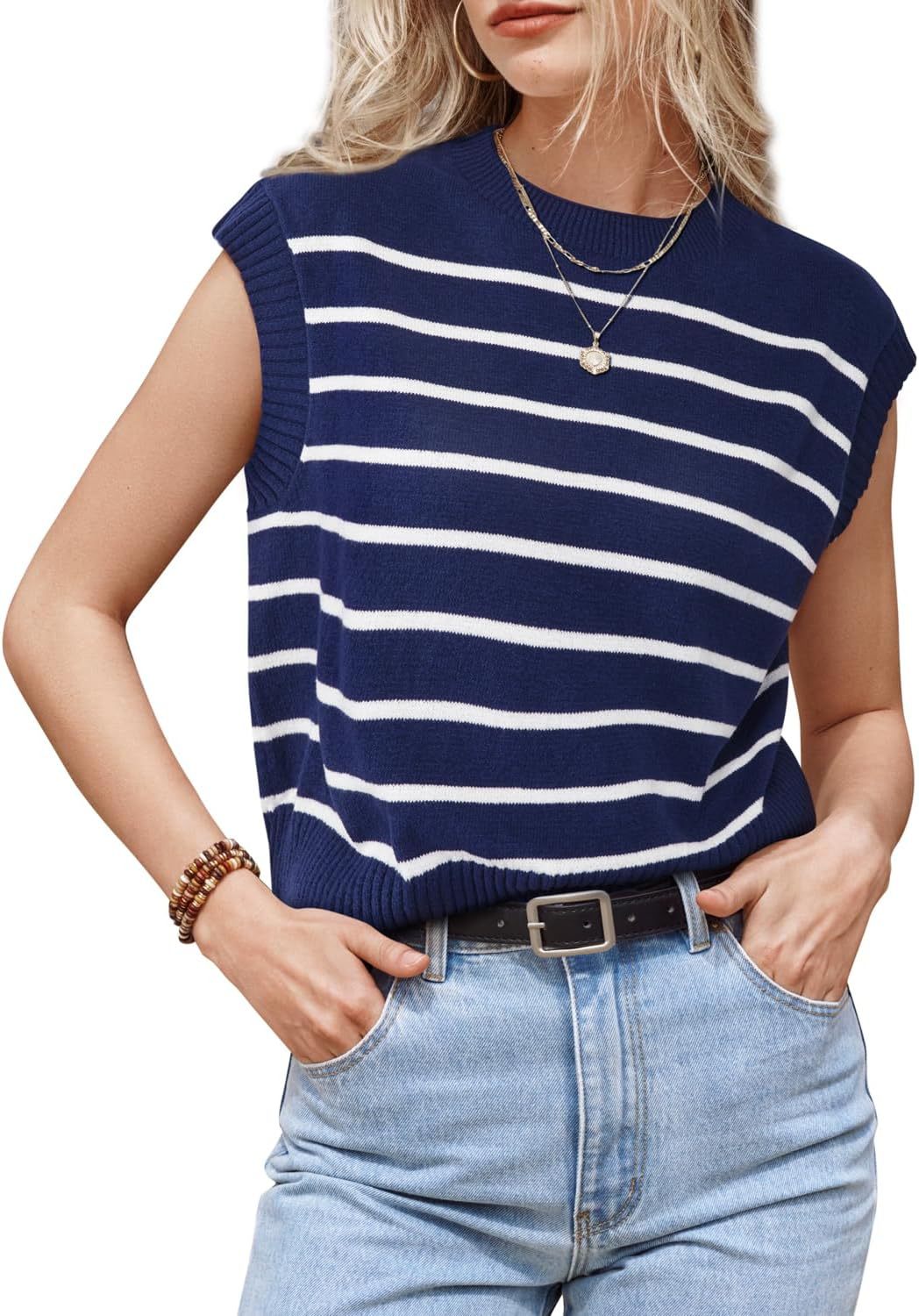 Damen lässiges gestreiftes Stricktop EB