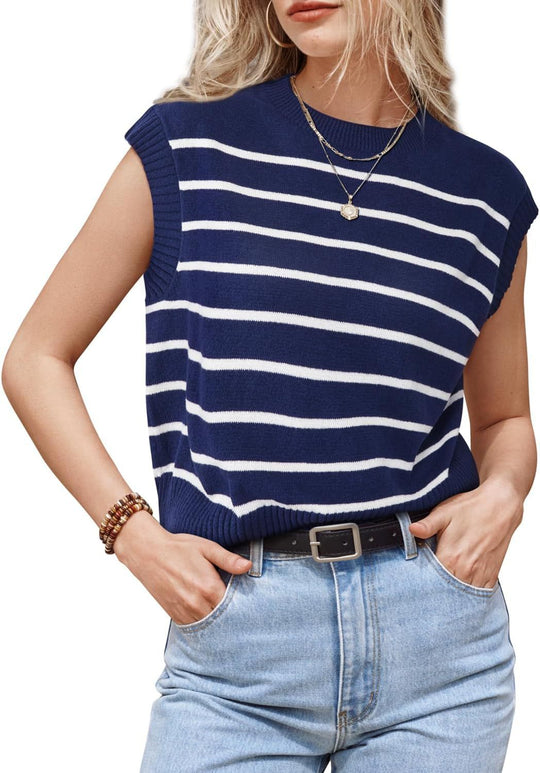 Damen lässiges gestreiftes Stricktop EB
