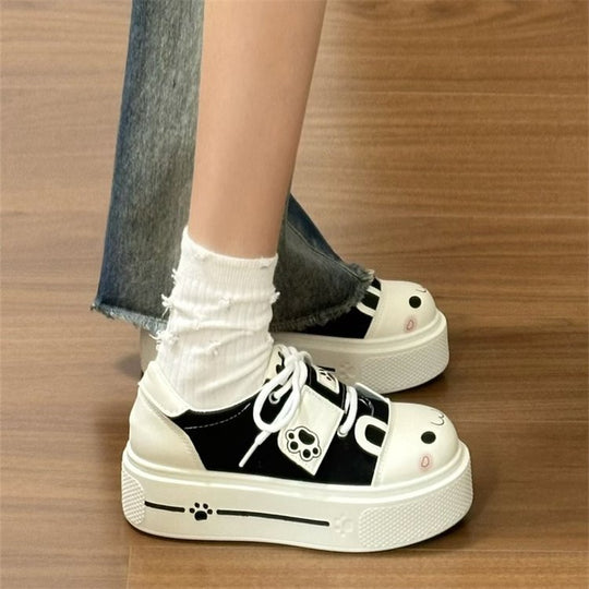 Damen Sneakers mit verspieltem Tiermotiv und bequemem Plateau-Heel EB