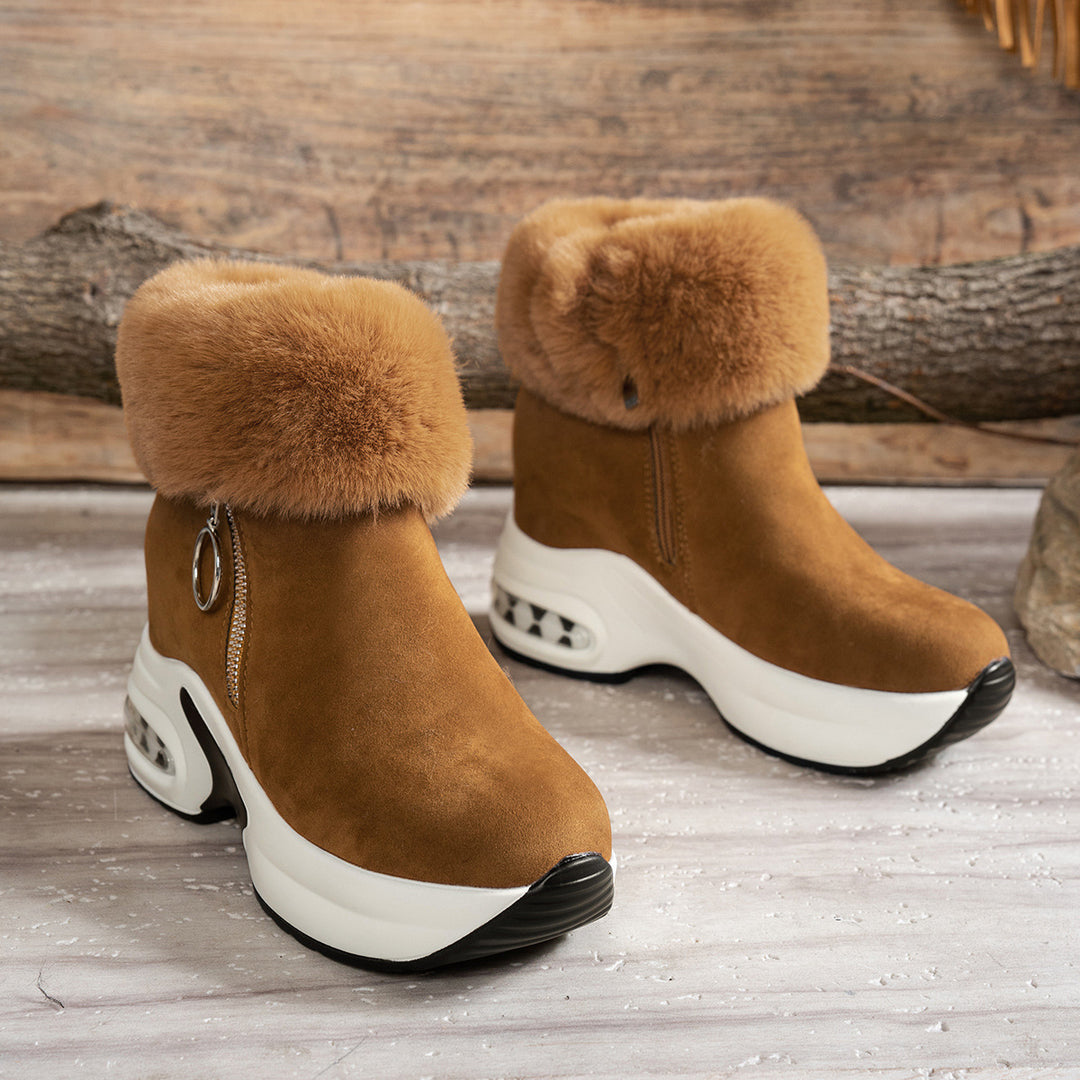 Damen Komfortable Sneaker-Stiefel mit trendigem Leopardenmuster und kuscheligem Kragen EB