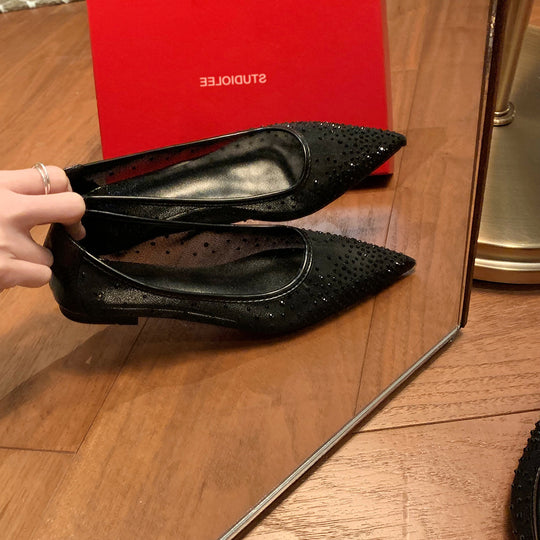 Damen spitze Ballerinas mit Glitzerakzenten und komfortablem Innenfutter EB