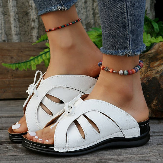 Damen Komfortable Schlupfsandalen mit modischem Schleifendetail EB