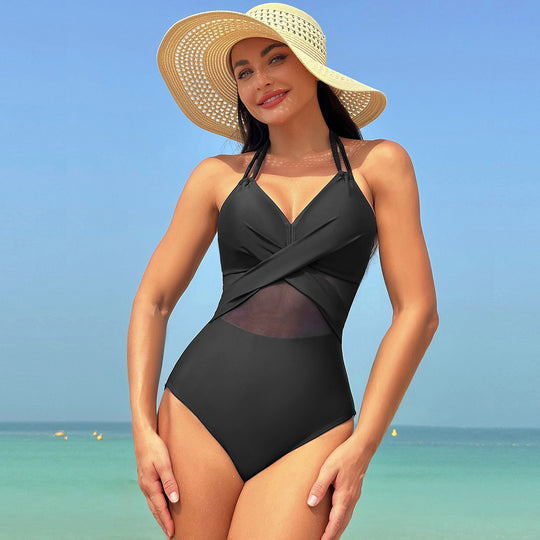 Damen Einteiliger Badeanzug mit stylishen Mesh-Elementen EB