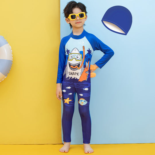 Jungen UV-Schutz Schwimmanzug mit langen Ärmeln und süßem Dinosaurier-Motiv EB