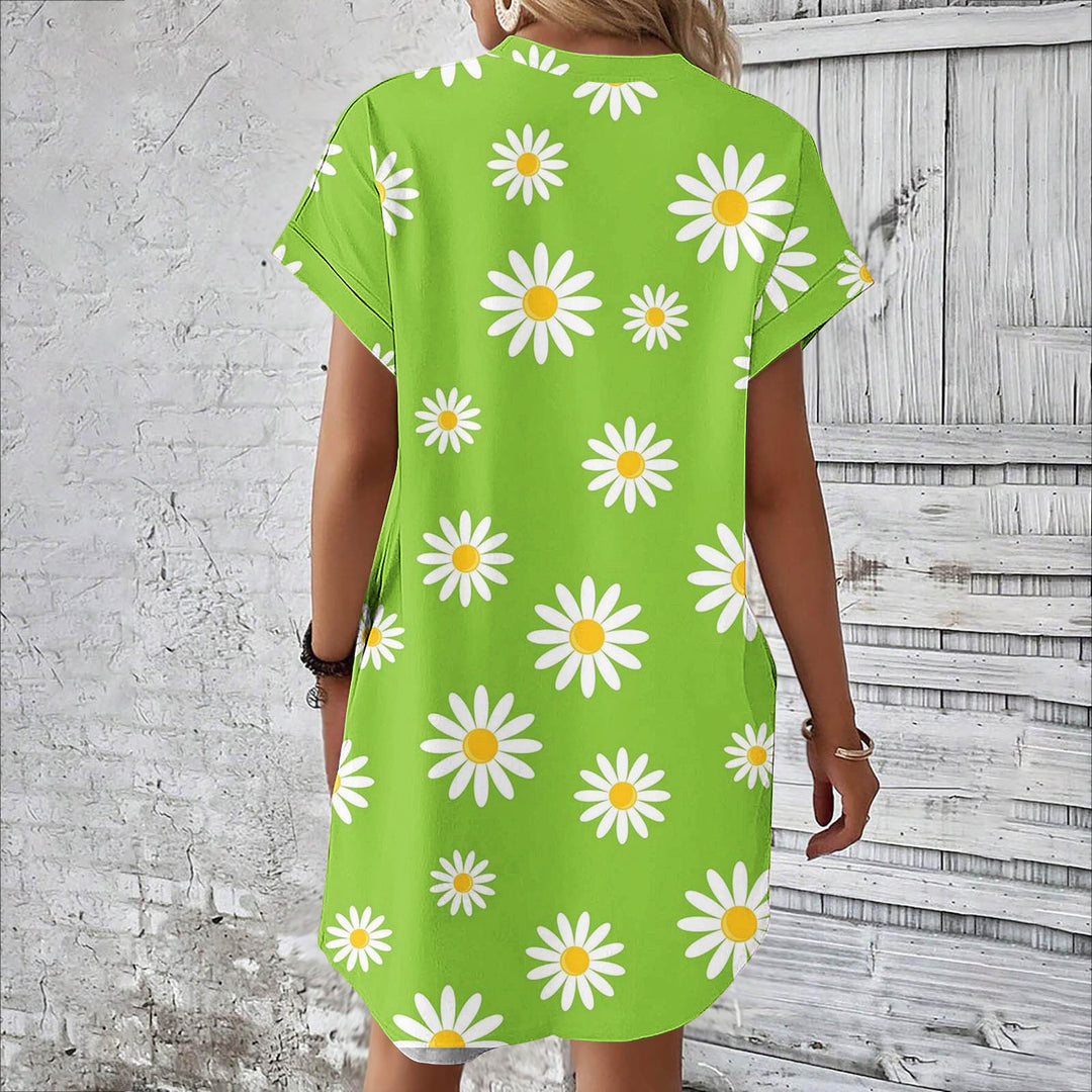 Damen lässiges Sommerkleid mit Blumenmuster und praktischen Taschen EB