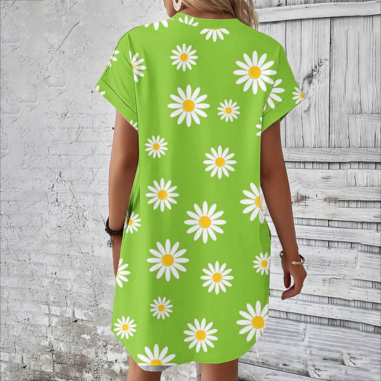 Damen lässiges Sommerkleid mit Blumenmuster und praktischen Taschen EB
