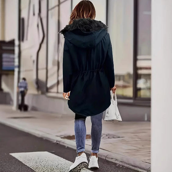 Damen winterliche Parka mit abnehmbarem Pelzkragen EB