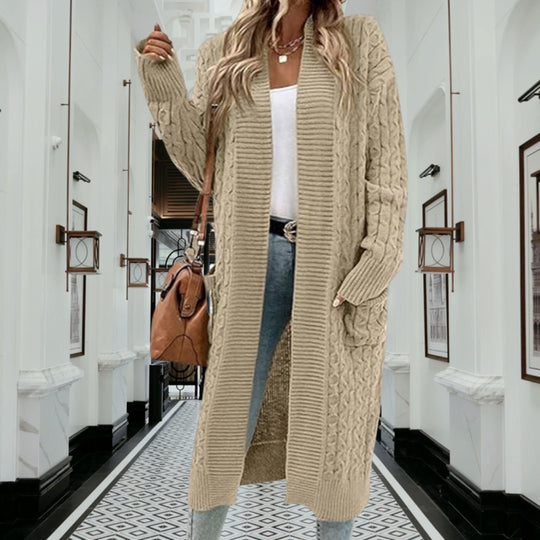 Damen Strickmantel mit Kabelmuster EB