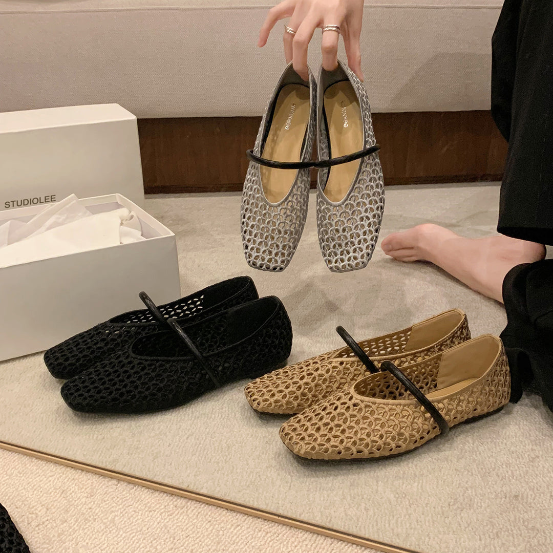 Damen Ballerinas mit strukturiertem Obermaterial und flexiblem Fußbett EB