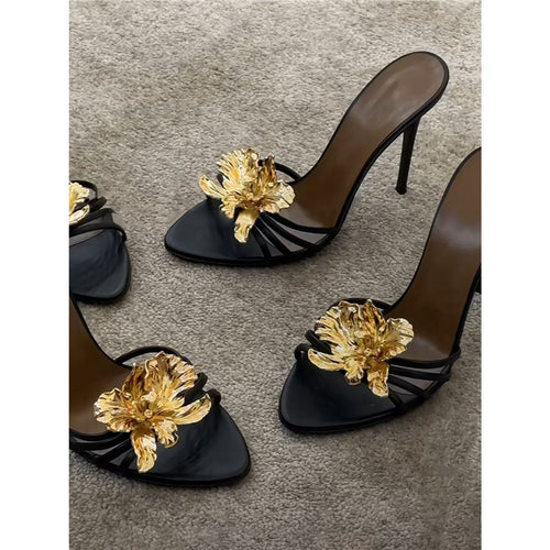 Damen elegante High Heels mit floralem Dekor EB