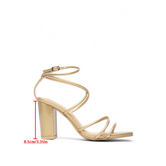 Damen Fesselnde Blockabsatz-Sandalen mit eleganten Riemen EB