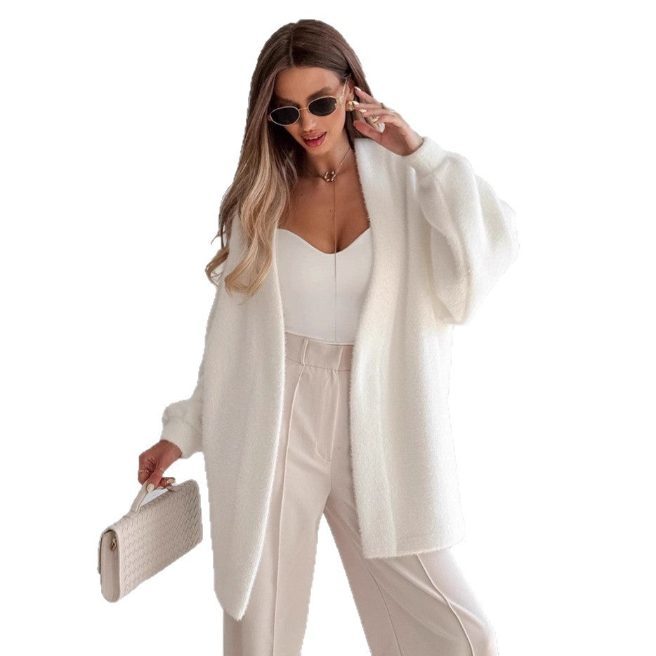 Damen Luxuriöser Wickelcardigan mit komfortablem Schnitt und Gürtel EB