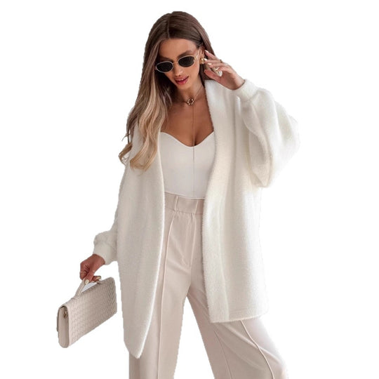 Damen Luxuriöser Wickelcardigan mit komfortablem Schnitt und Gürtel EB