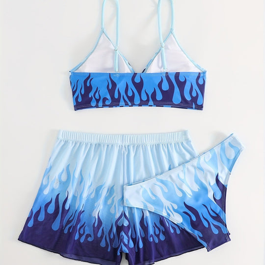 Damen Triangel-Bikini mit aufregendem Flammenmuster EB