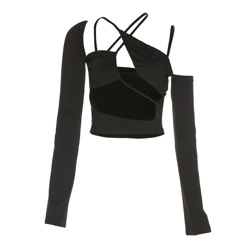 Damen figurbetontes Cut-Out Oberteil mit asymmetrischem Design EB
