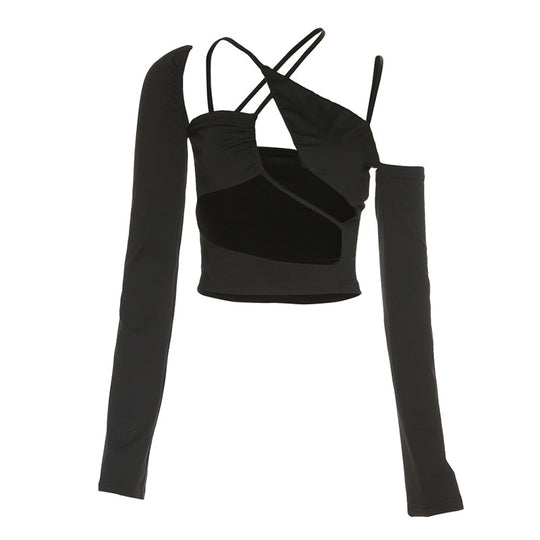 Damen figurbetontes Cut-Out Oberteil mit asymmetrischem Design EB