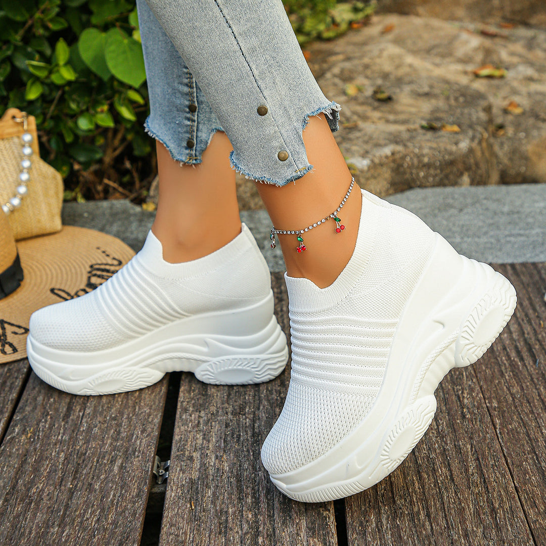 Damen Sneakers mit bequemem Stretch-Obermaterial und dämpfendem Plateau EB