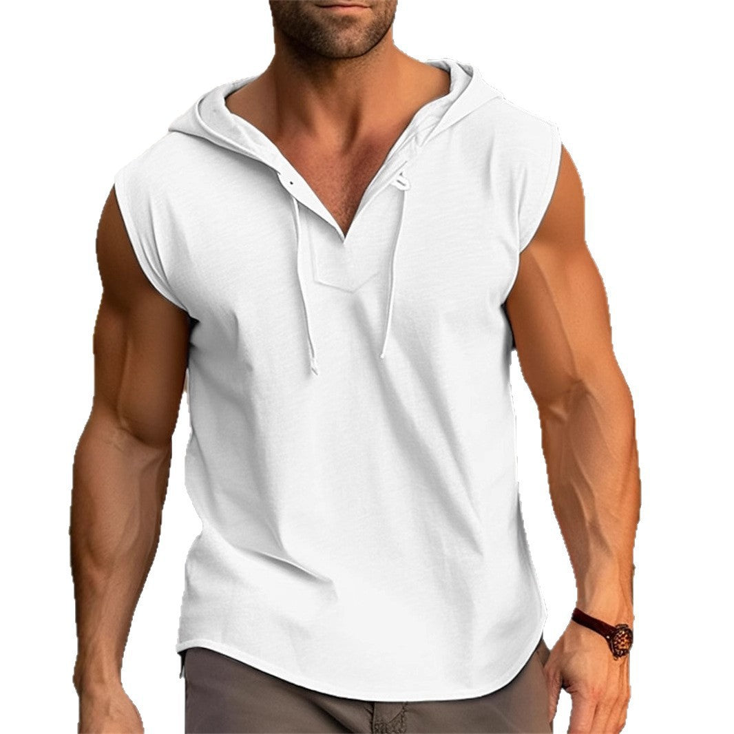 Herren ärmelloses Trainingsshirt mit praktischem Kapuzen-Design EB