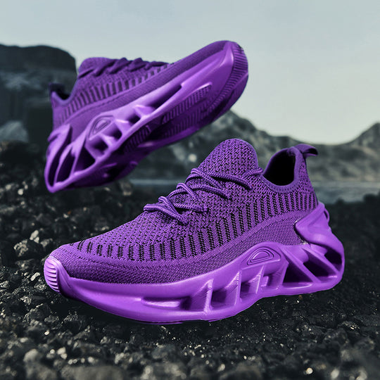 Unisex atmungsaktive Strick‑Runner mit skulpturierter Hohlkammer‑Plattform und flexibler Trail‑Laufsohle EB