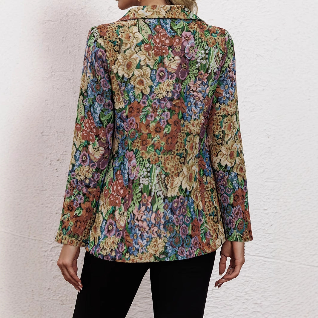 Damen Blazerjacke mit floralem Muster und eleganten Details EB