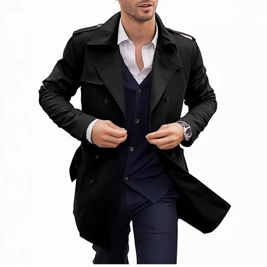 Herren Eleganter Trenchcoat mit klassischem Schnitt und praktischen Taschen EB