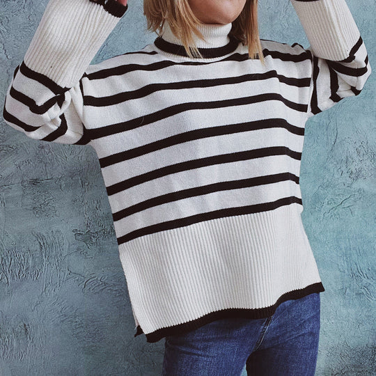 EB | Gestreifter Strickpullover für Herbst & Winter