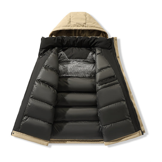 Herren wattierte Kapuzen-Winterjacke mit winddichter Außenhülle, gesteppter Thermofütterung und multifunktionalen Taschen EB