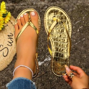 Damen Glamouröse Zehentrenner mit glänzendem Design EB