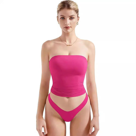 Damen Bandeau Bikini-Set mit modischem High-Waist-Schnitt EB