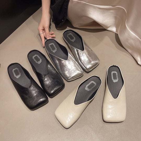 Damen Mules mit modischer metallic Oberfläche und ergonomischer Fußbettung EB