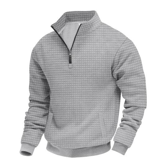 Herren Sweatshirt mit halbem Reißverschluss und strukturiertem Design EB