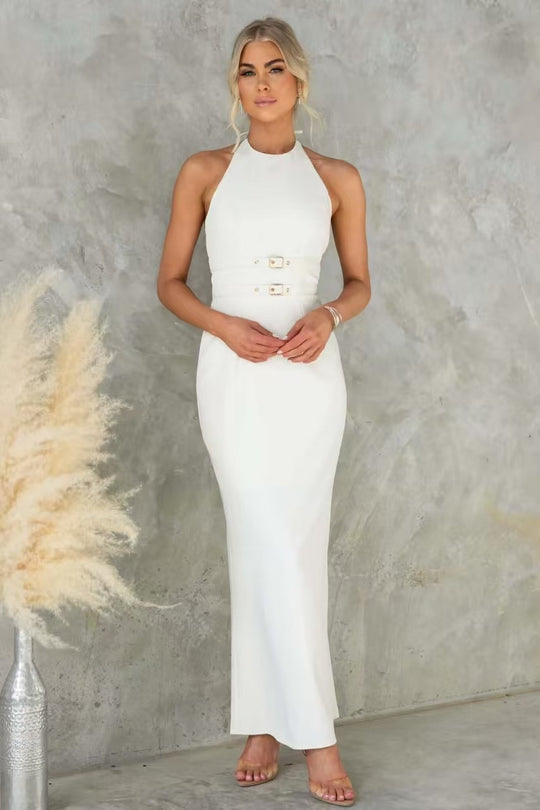 Damen Elegantes Etuikleid mit geschmackvollem Halterneck-Design EB