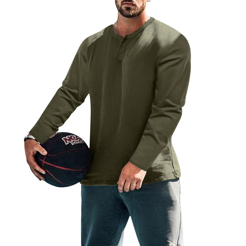 Herren langärmliges Henley-Shirt mit strukturiertem Stoff und praktischen Knopfdetails EB
