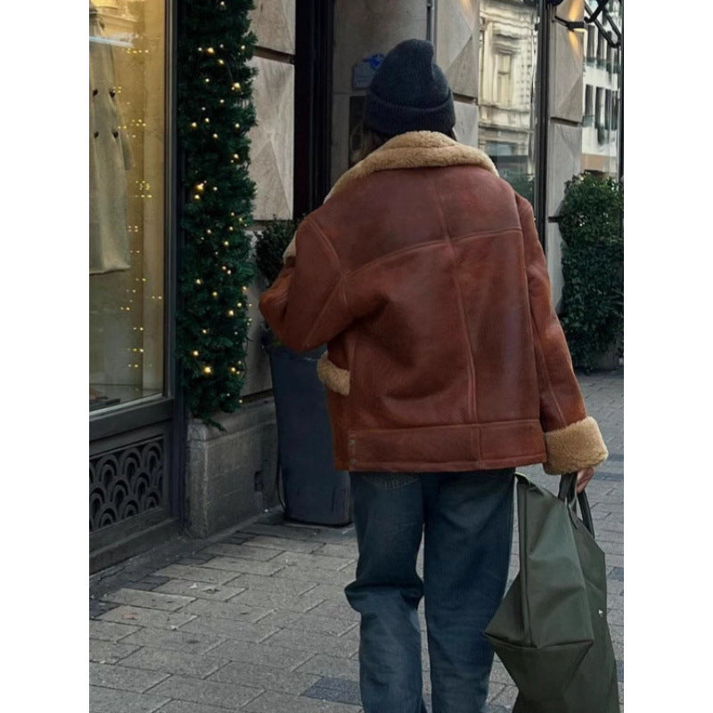 Damen Kunstfell jacke mit lässigem Oversized-Schnitt EB