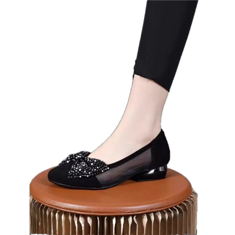 Damen Komfortable Ballerinas mit funkelndem Strassbesatz EB