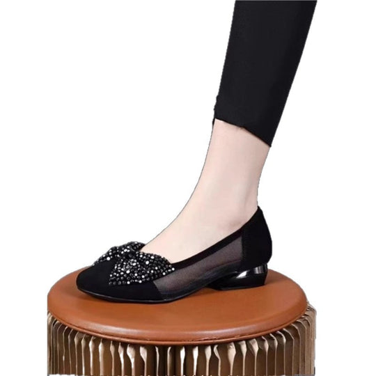 Damen Komfortable Ballerinas mit funkelndem Strassbesatz EB