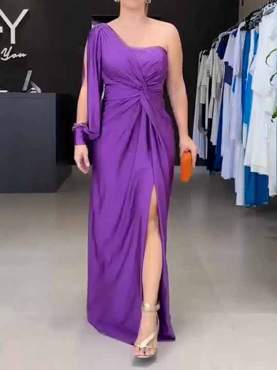 Damen Maxikleid mit asymmetrischem Design und seitlichem Schlitz EB